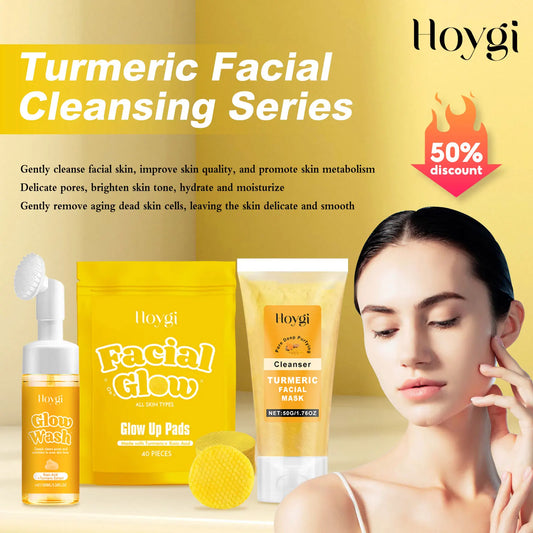 Hoygi Turmeric Facial Cleansing Set Peeling Face Mask Oil