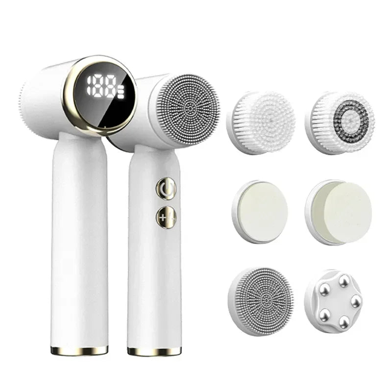 6 In 1 Electric Cleansing Brush Ultrasonic Facial Cleaner Rotating