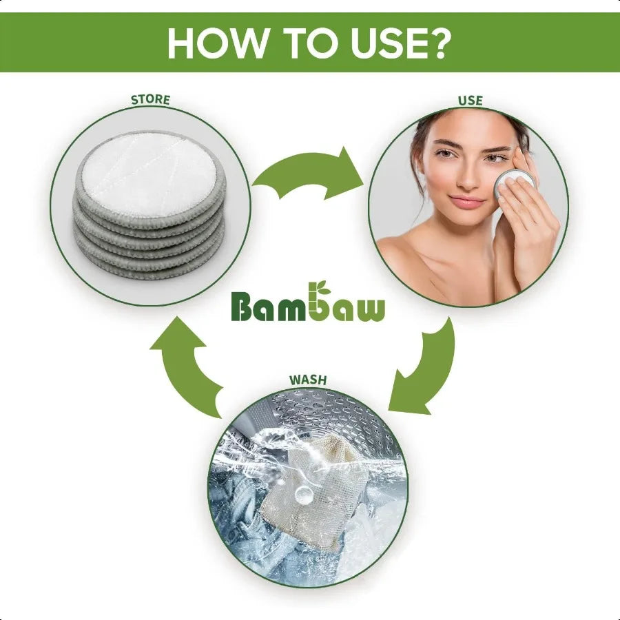 Bambaw Reusable Cotton Rounds for Face 16 Rounds