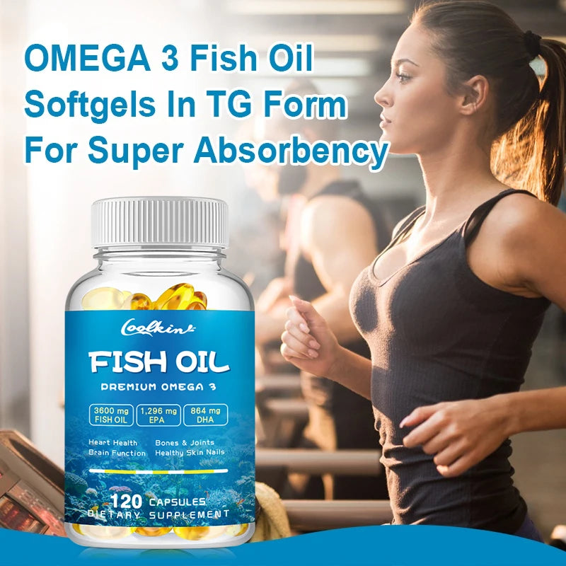Omega-3 Fish Oil Capsules -rich in EPA, DHA - Support Brain