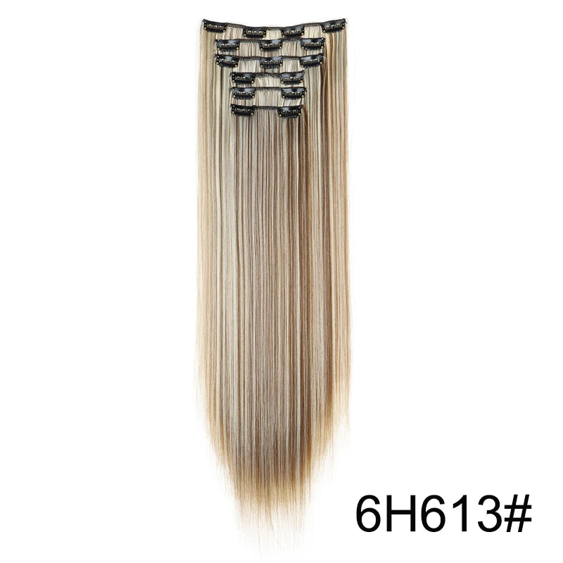 WIGSIN 6Pieces/Set Synthetic 24Inch Long Straight Hair Extension