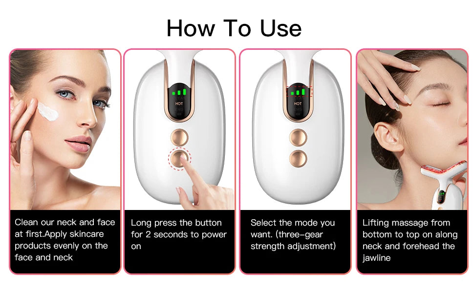 Neck Beauty Device RF Microcurrent Multifunctional Massager