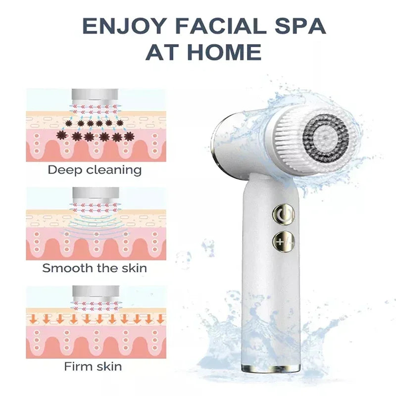 6 In 1 Electric Cleansing Brush Ultrasonic Facial Cleaner Rotating