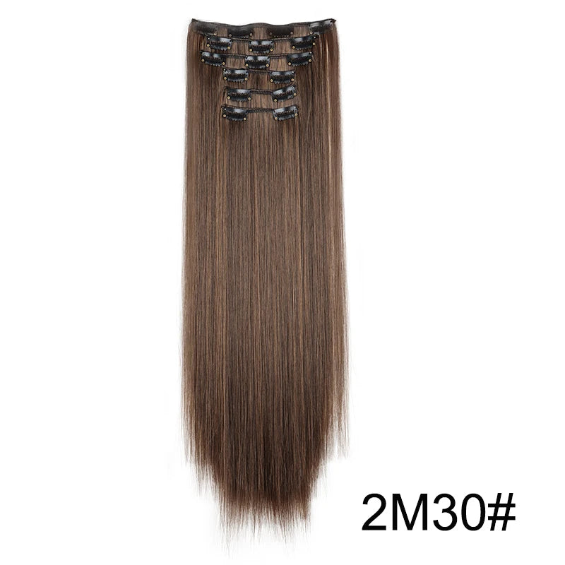 WIGSIN 6Pieces/Set Synthetic 24Inch Long Straight Hair Extension