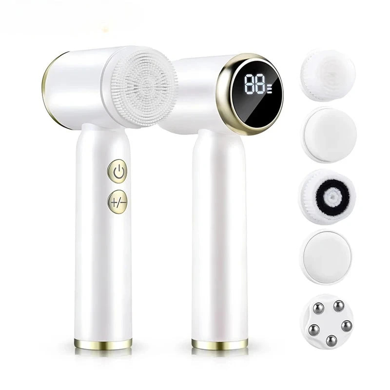 6 In 1 Electric Cleansing Brush Ultrasonic Facial Cleaner Rotating