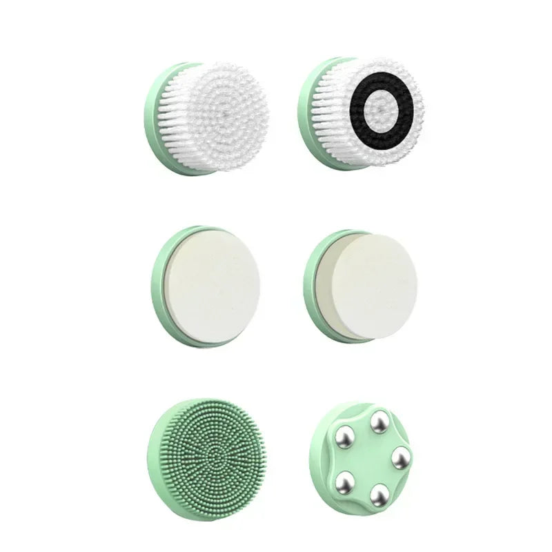 6 In 1 Electric Cleansing Brush Ultrasonic Facial Cleaner Rotating