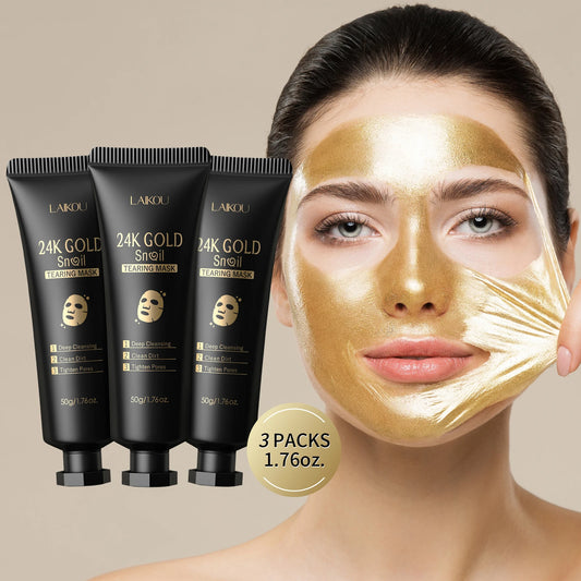 LAIKOU 24K Gold Snail Peel-Off Mask 3PCS Deep Cleansing