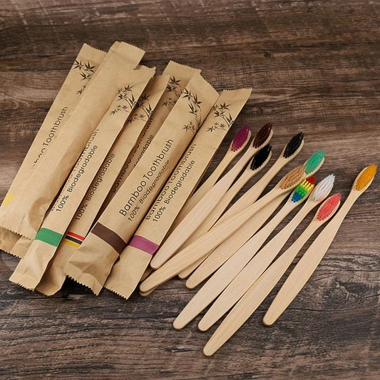 10Pcs Bamboo Toothbrush Eco Friendly Wooden Tooth Brush
