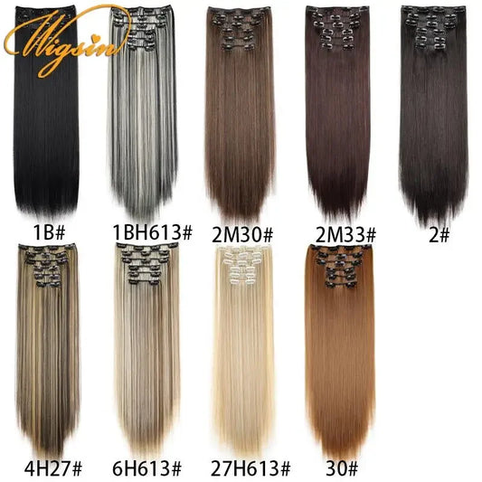 WIGSIN 6Pieces/Set Synthetic 24Inch Long Straight Hair Extension