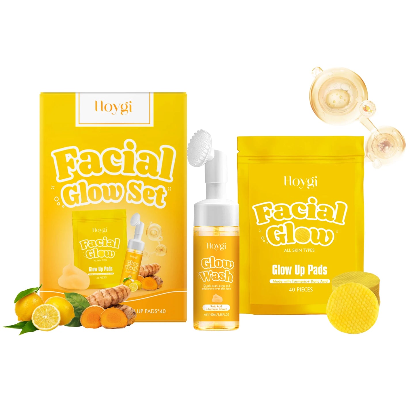 Hoygi Turmeric Facial Cleansing Set Peeling Face Mask Oil
