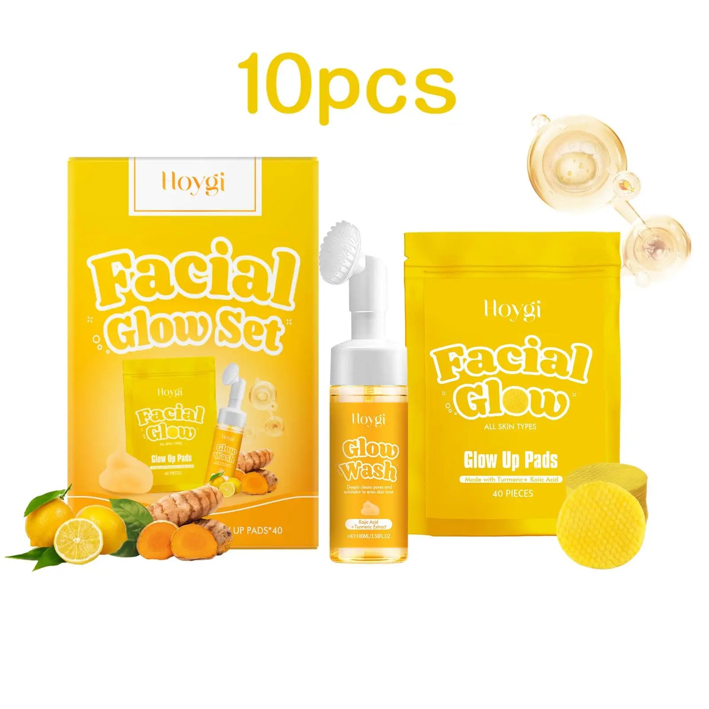 Hoygi Turmeric Facial Cleansing Set Peeling Face Mask Oil