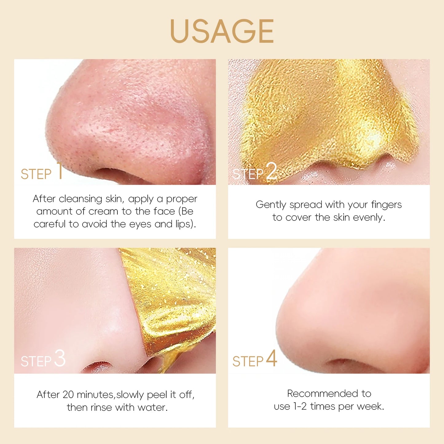 LAIKOU 24K Gold Snail Peel-Off Mask 3PCS Deep Cleansing