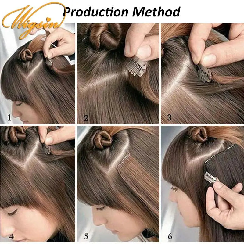 WIGSIN 6Pieces/Set Synthetic 24Inch Long Straight Hair Extension
