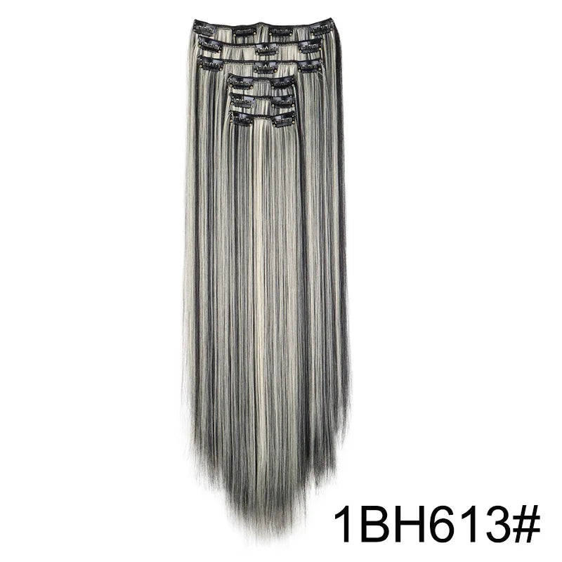WIGSIN 6Pieces/Set Synthetic 24Inch Long Straight Hair Extension