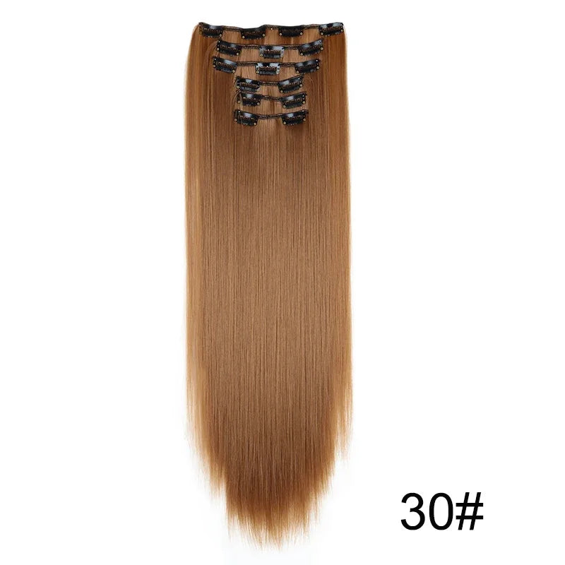 WIGSIN 6Pieces/Set Synthetic 24Inch Long Straight Hair Extension