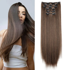 WIGSIN 6Pieces/Set Synthetic 24Inch Long Straight Hair Extension