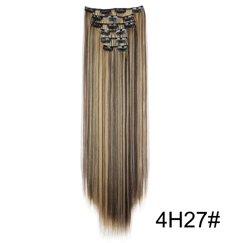 WIGSIN 6Pieces/Set Synthetic 24Inch Long Straight Hair Extension
