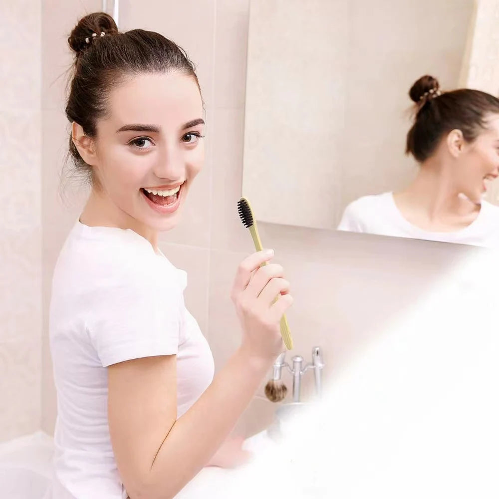 10Pcs Bamboo Toothbrush Eco Friendly Wooden Tooth Brush