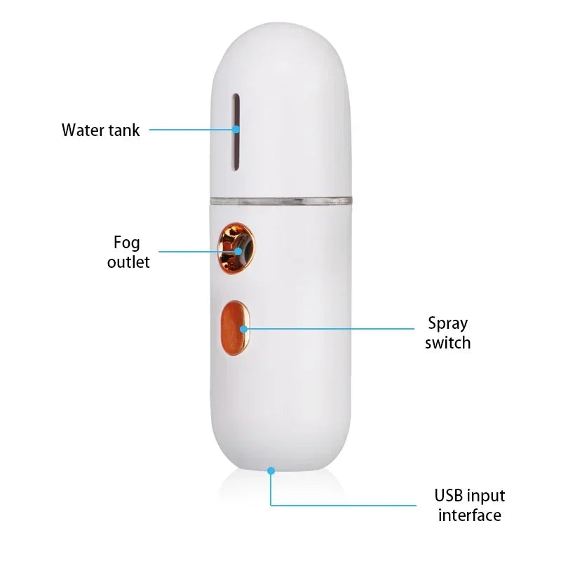 Mini Portable Humidifier Nano Mister Facial Steamer Device