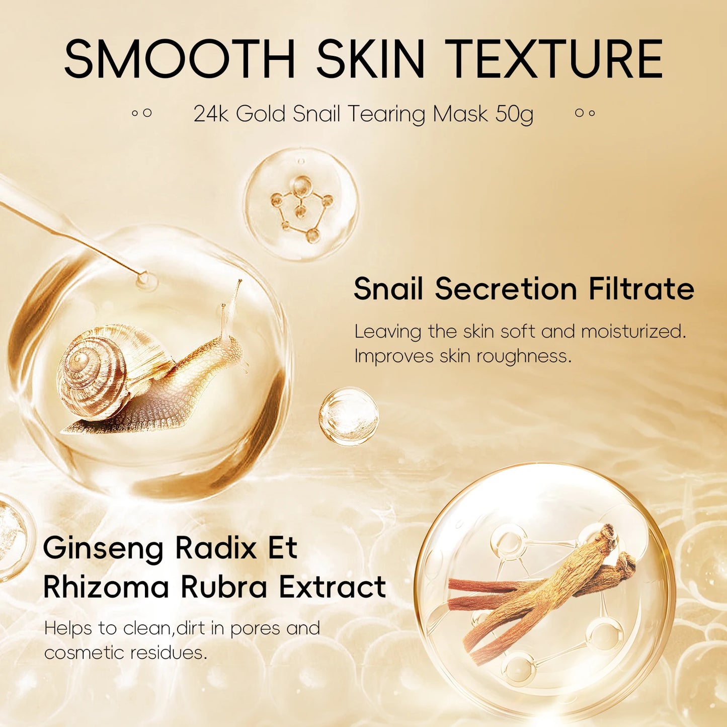 LAIKOU 24K Gold Snail Peel-Off Mask 3PCS Deep Cleansing