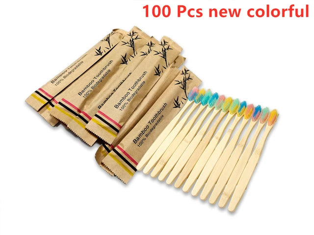 10Pcs Bamboo Toothbrush Eco Friendly Wooden Tooth Brush
